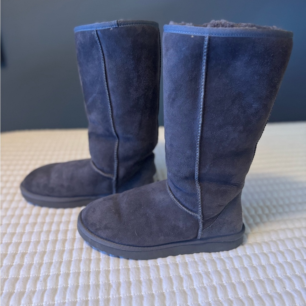 UGG Dark Gray Suede Tall Boots